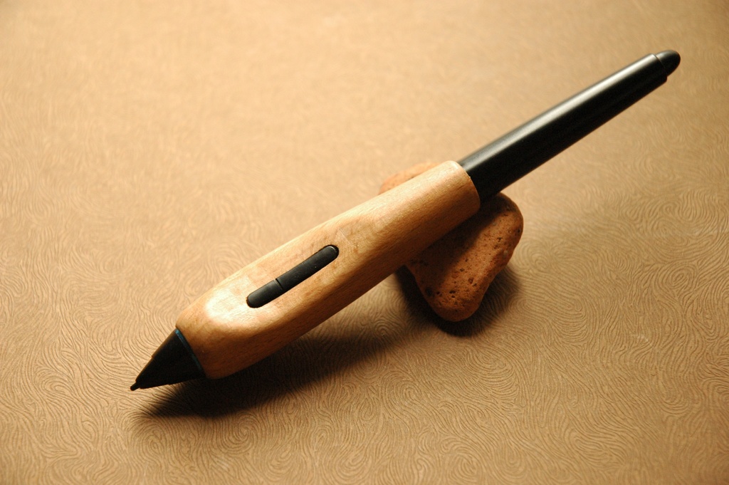 【極太・エルゴ】葉車堂 グレイングリップ ERGO 極太タイプ 【Wacom用木製グリップ】