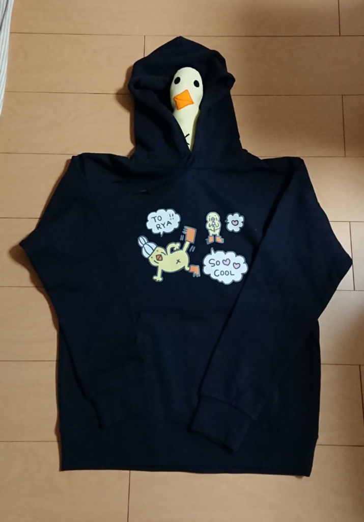 ぴよパーカー(表のみ柄)(ネイビー)