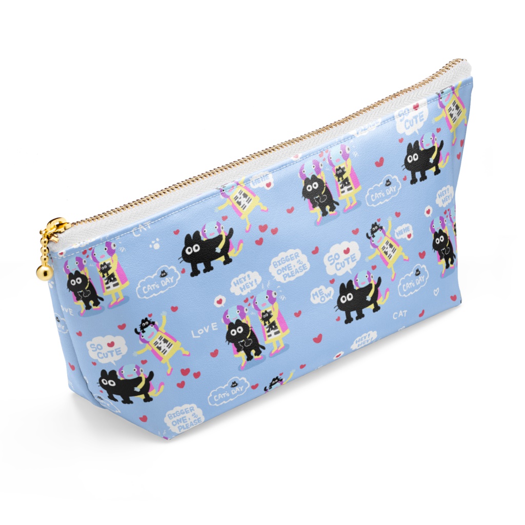 全王さま猫大好きポーチ(柄大きめ)