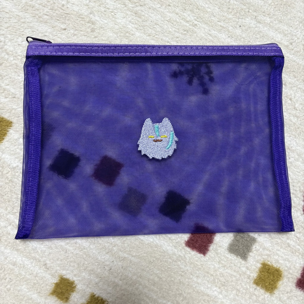 猫類刺繍メッシュポーチ