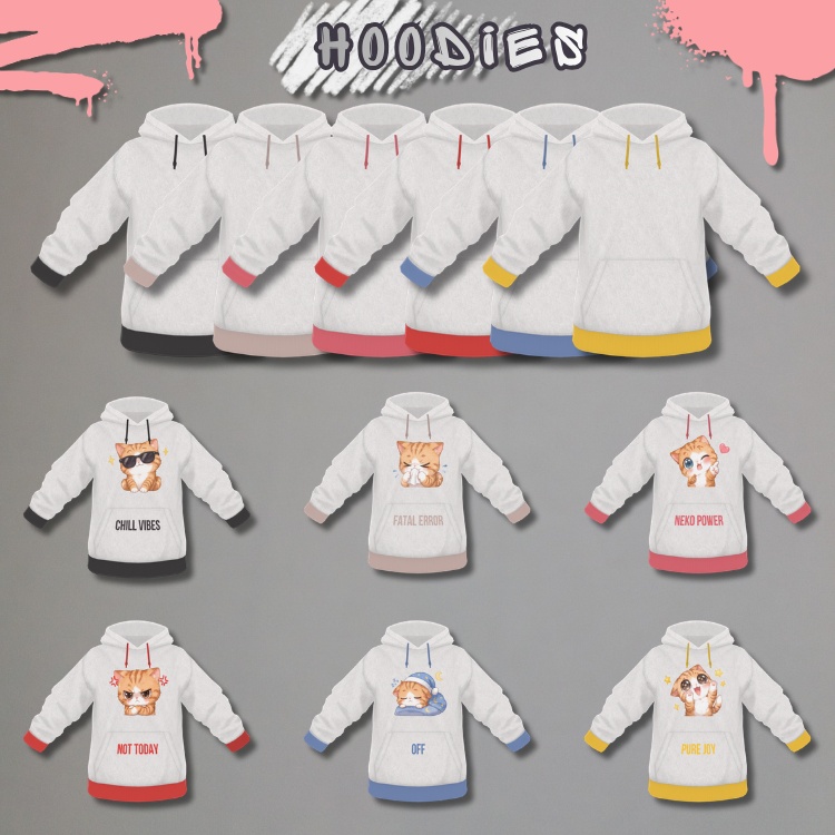 【VRoid】 🐾 Cat Alley Outfit 🐾 Hoodies & Shorts & Print