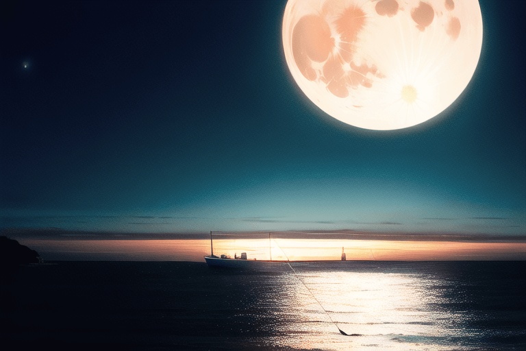 夜の海と月（15点）