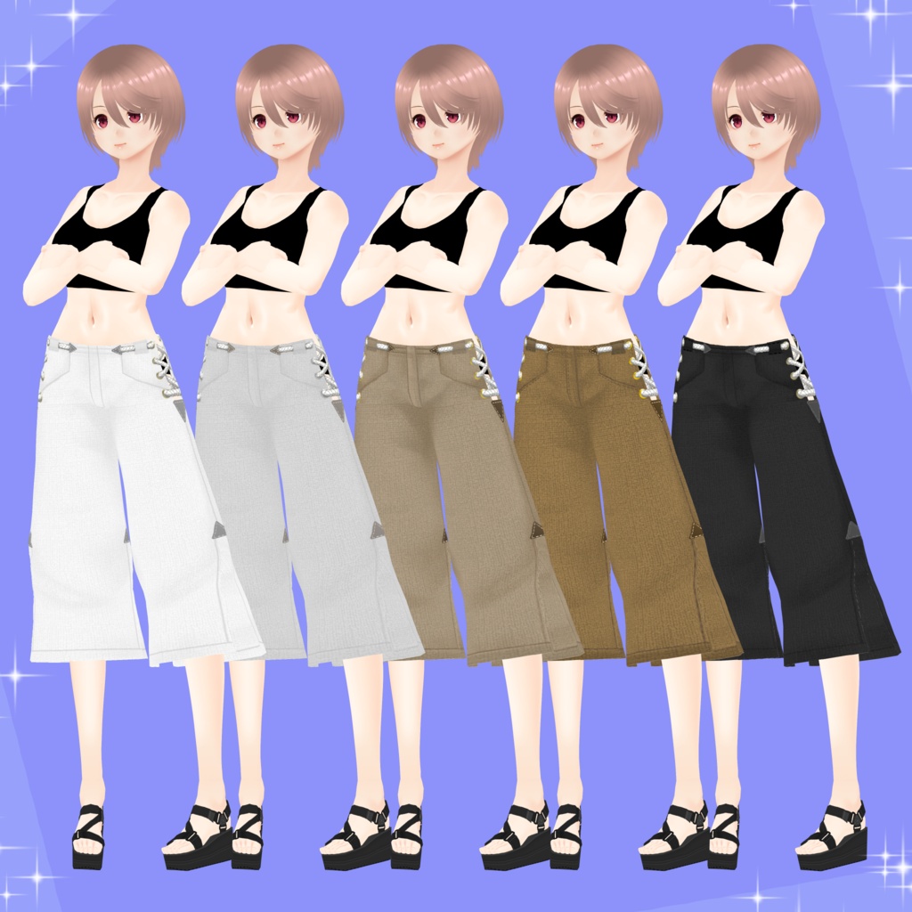 スリットの入ったワイドハーフパンツ
