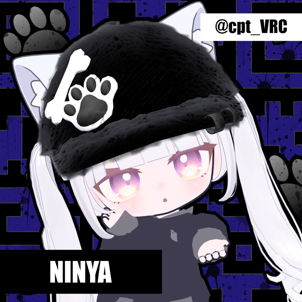 【MA対応・11アバ対応】Noir♡Puppy 3Set【帽子・チョーカー・ピアス】VRChatアクセサリー
