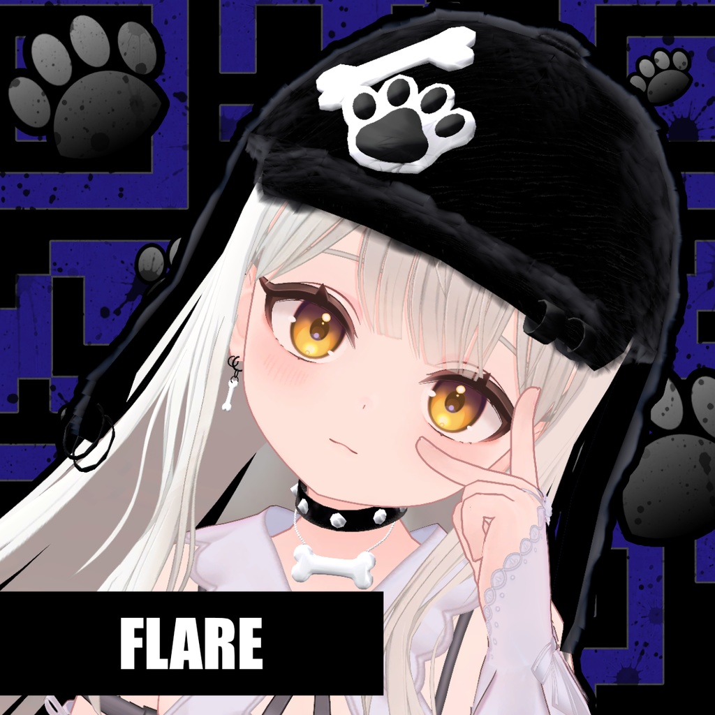 【MA対応・11アバ対応】Noir♡Puppy 3Set【帽子・チョーカー・ピアス】VRChatアクセサリー