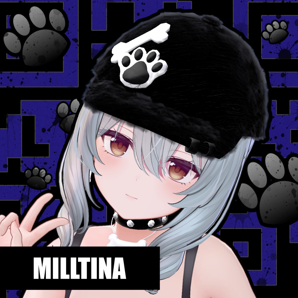 【MA対応・11アバ対応】Noir♡Puppy 3Set【帽子・チョーカー・ピアス】VRChatアクセサリー