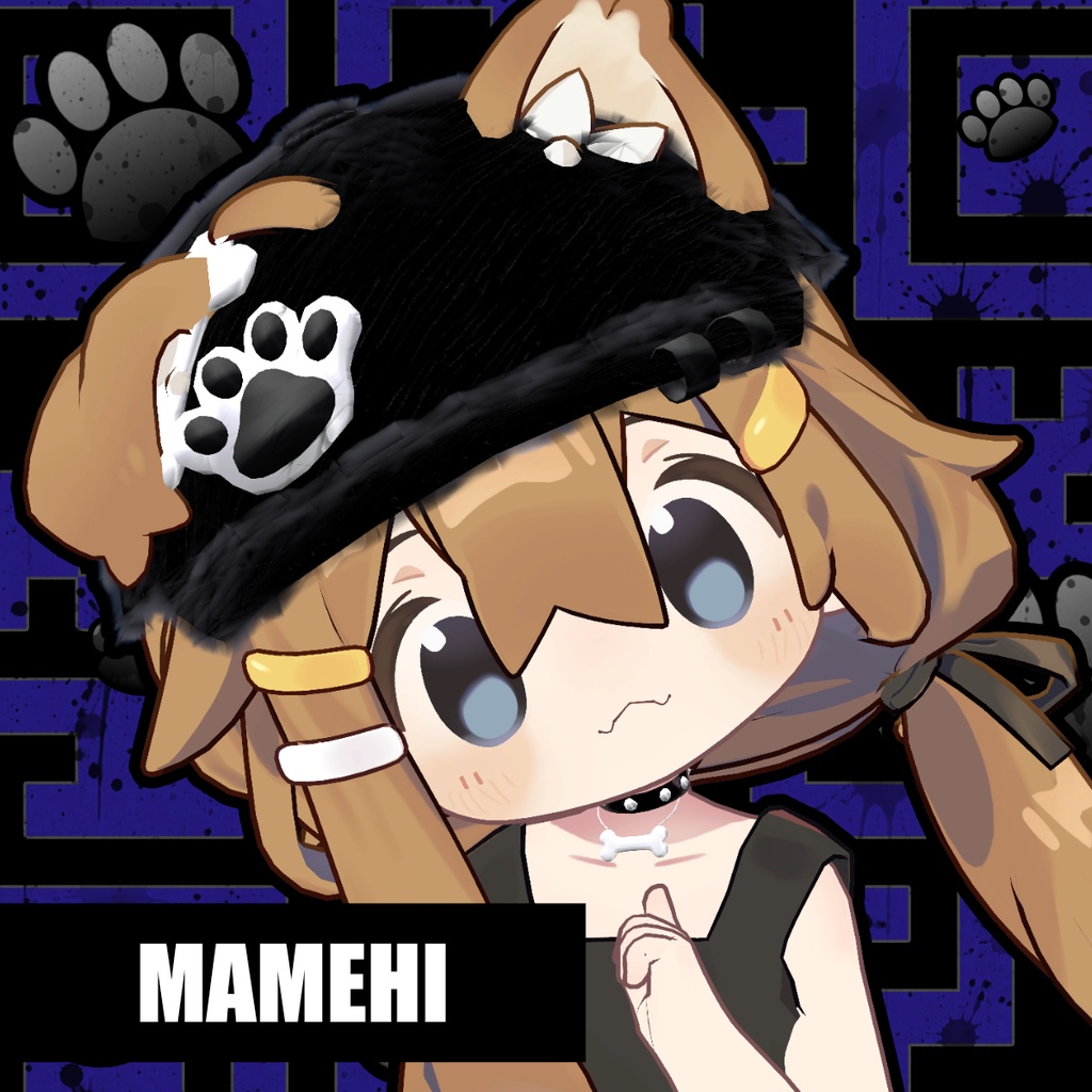 【MA対応・11アバ対応】Noir♡Puppy 3Set【帽子・チョーカー・ピアス】VRChatアクセサリー