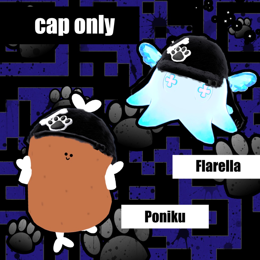 【MA対応・11アバ対応】Noir♡Puppy 3Set【帽子・チョーカー・ピアス】VRChatアクセサリー