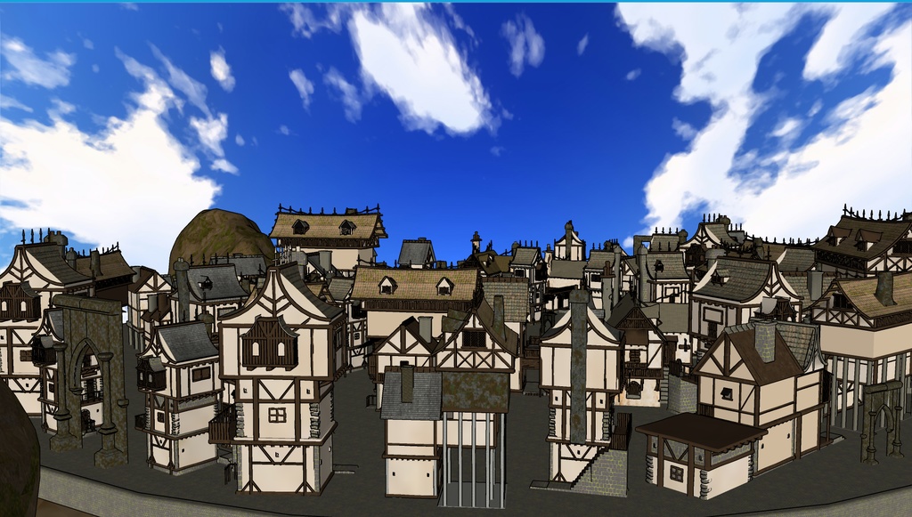 3D素材 Fantasy Medieval Village 漫画素材工房