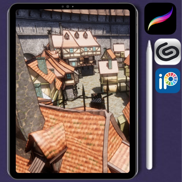 Free Fantasy Medieval Village webtoons backgrounds