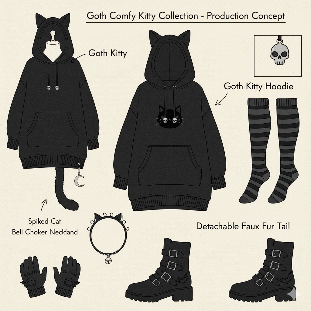 Goth Comfy Kitty outfit
