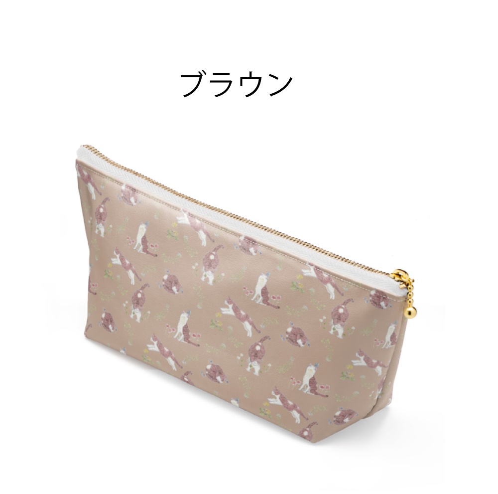 "春のお散歩"レザーポーチ