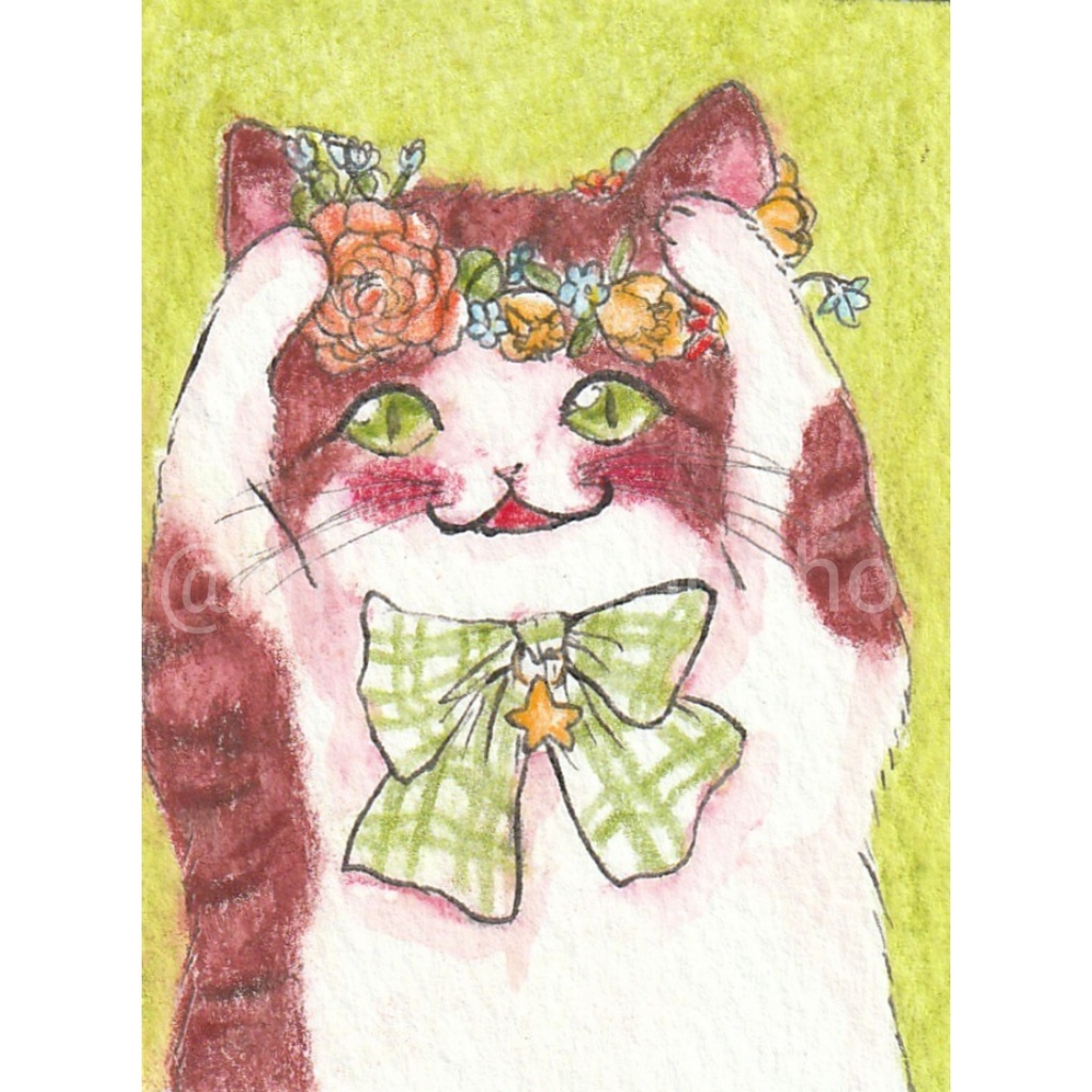 "花かんむりのキジネコさん" トートバッグ