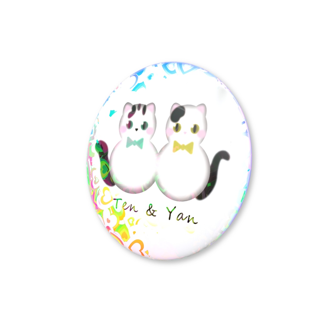 "Ten & Yan" ホログラム缶バッジ〜グレイッシュホワイト〜