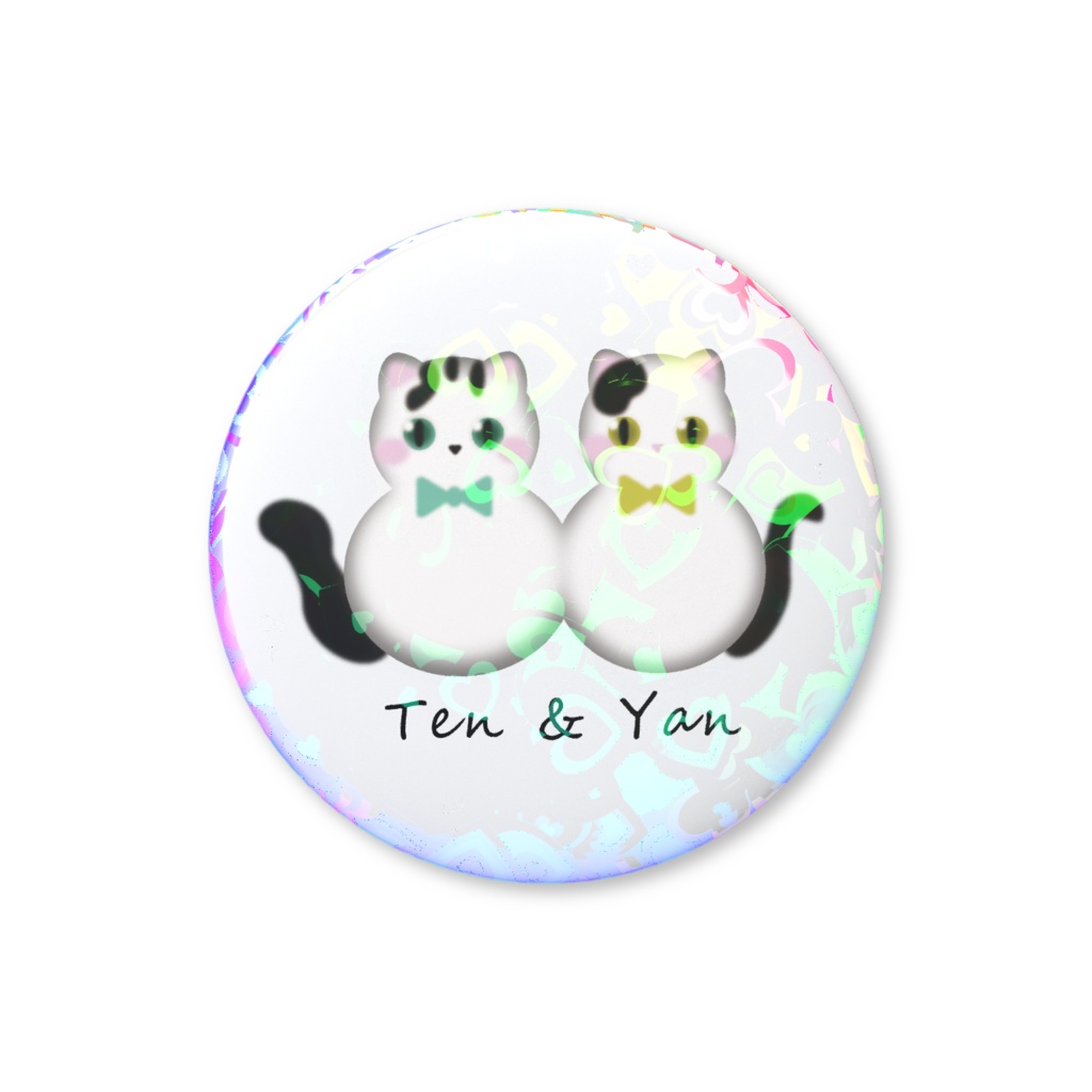 "Ten & Yan" ホログラム缶バッジ〜グレイッシュホワイト〜