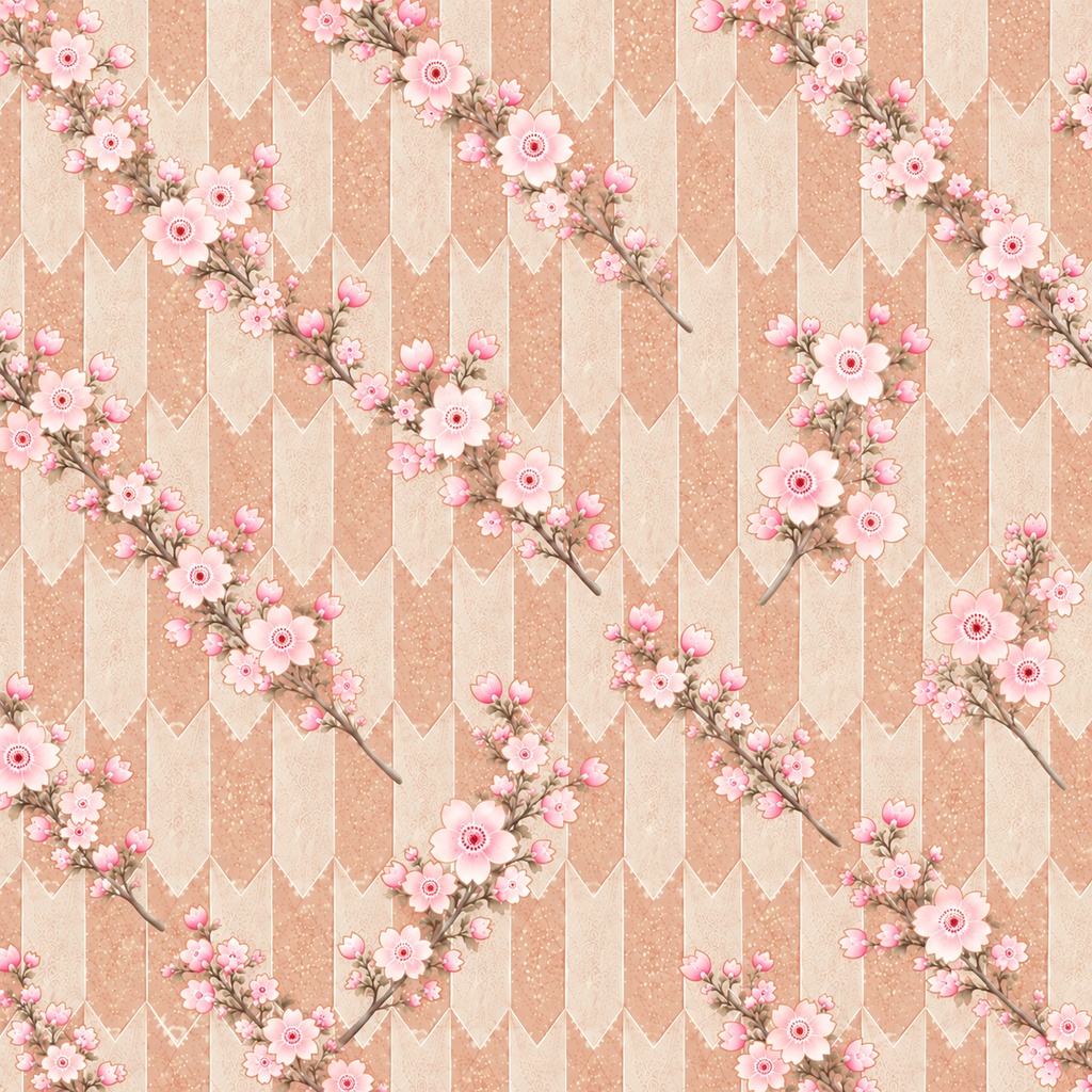 【淡雪桜と矢絣】くすみカラー デジタルペーパー 5枚セット|高解像度JPG|商用利用OK