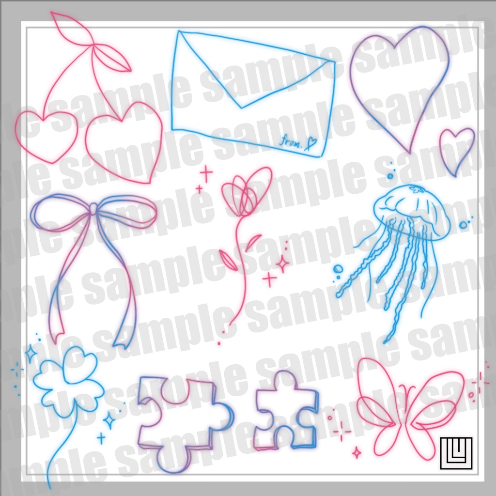 【VRChat】mini-tattoo セット【手描き】