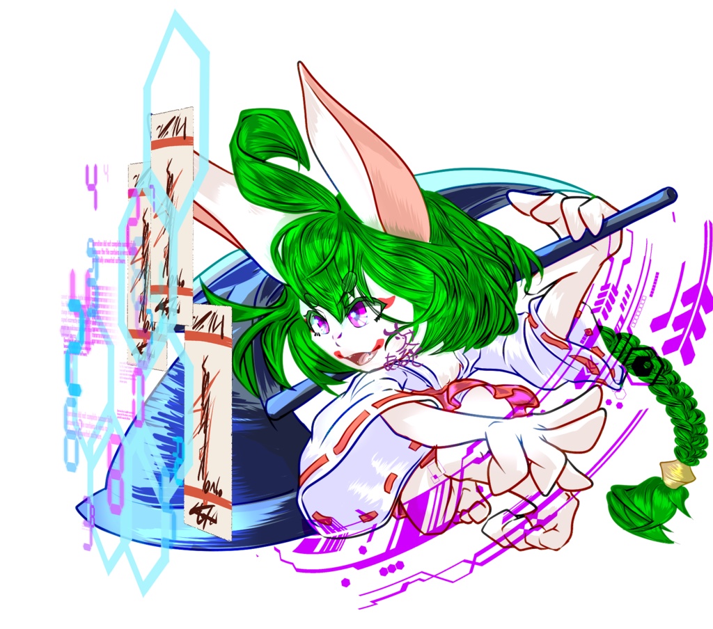 ハンマーを使いこなす巫女のうさぎさん