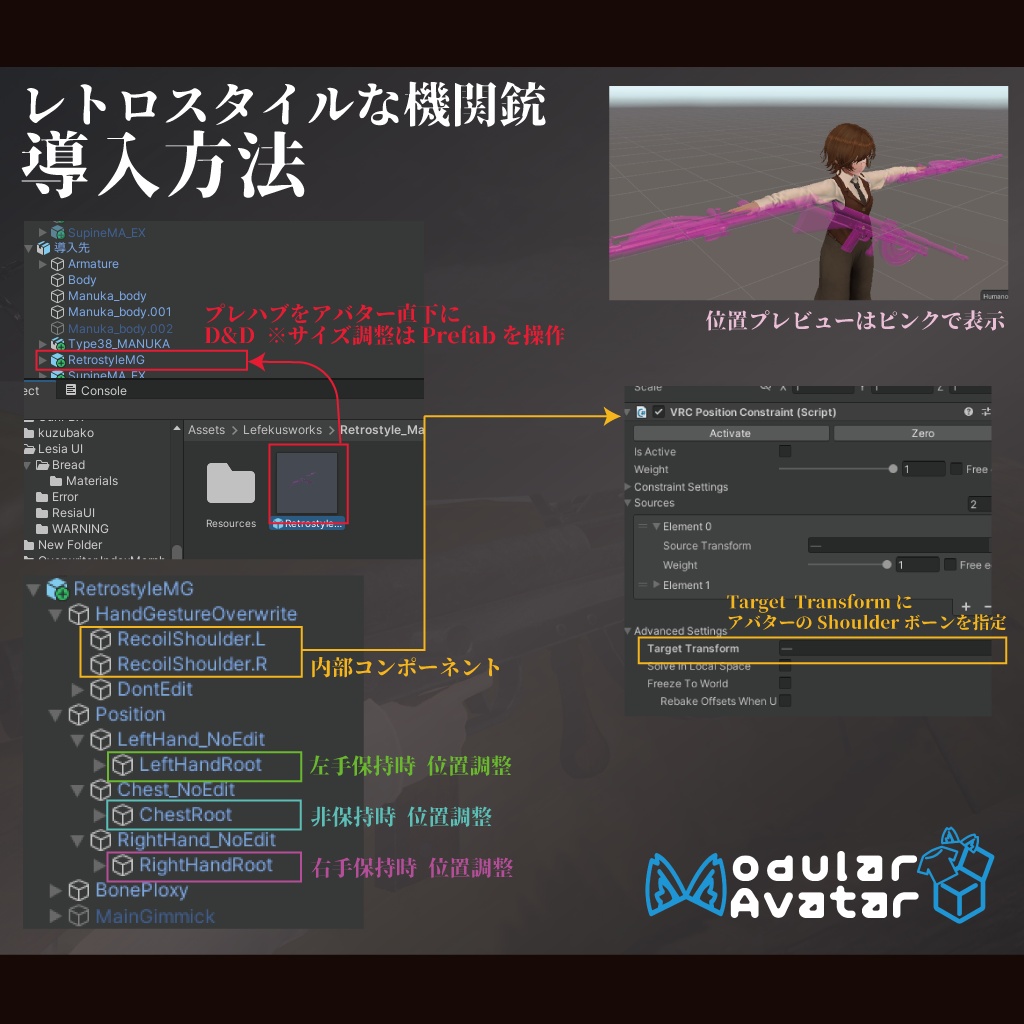 レトロスタイルな機関銃【VRChat想定・MA対応】