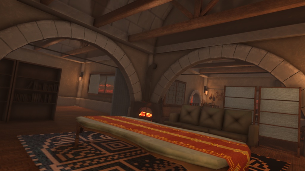 レトロスタイルな石の家【VRChat想定ワールドモデル】