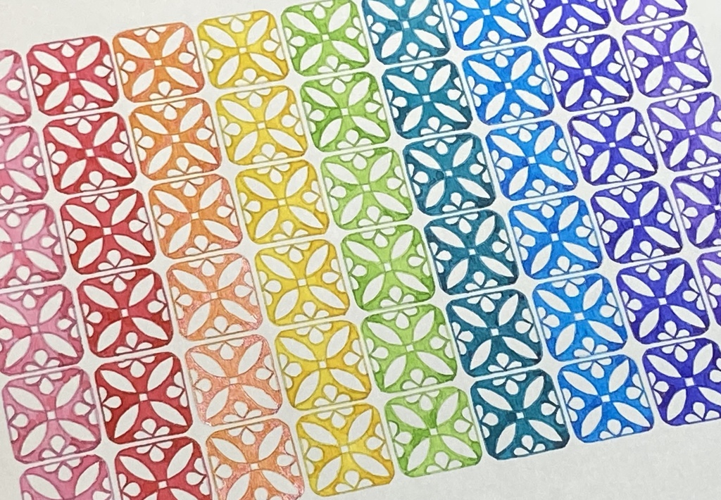 一面模様塗り絵 モザイクタイル調