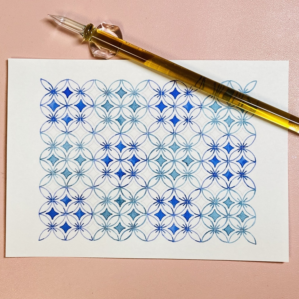 一面模様塗り絵 七宝柄