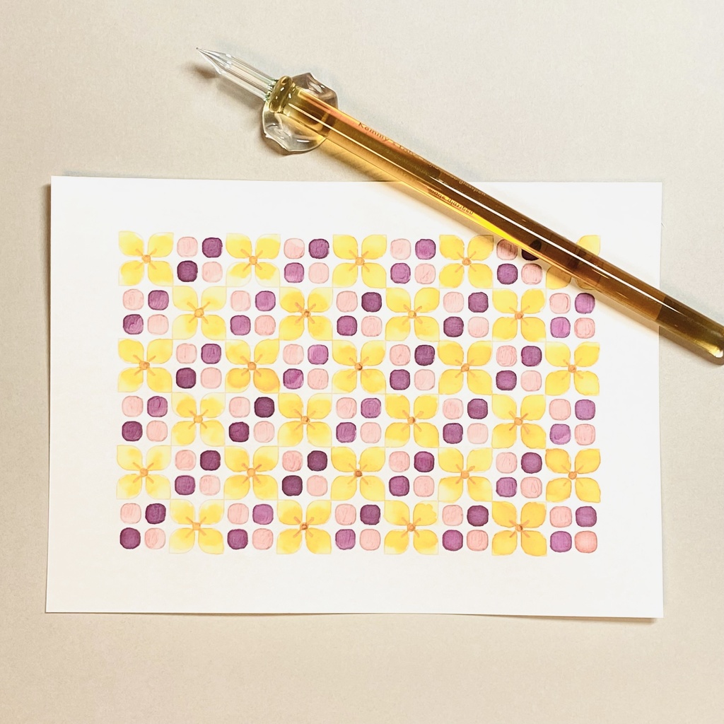 一面模様塗り絵 レトロ華柄