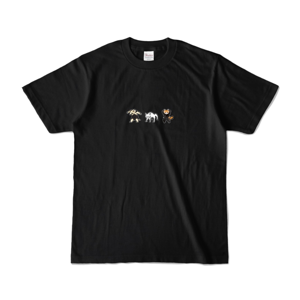 いかくアニマル　ピクセルTシャツ　黒