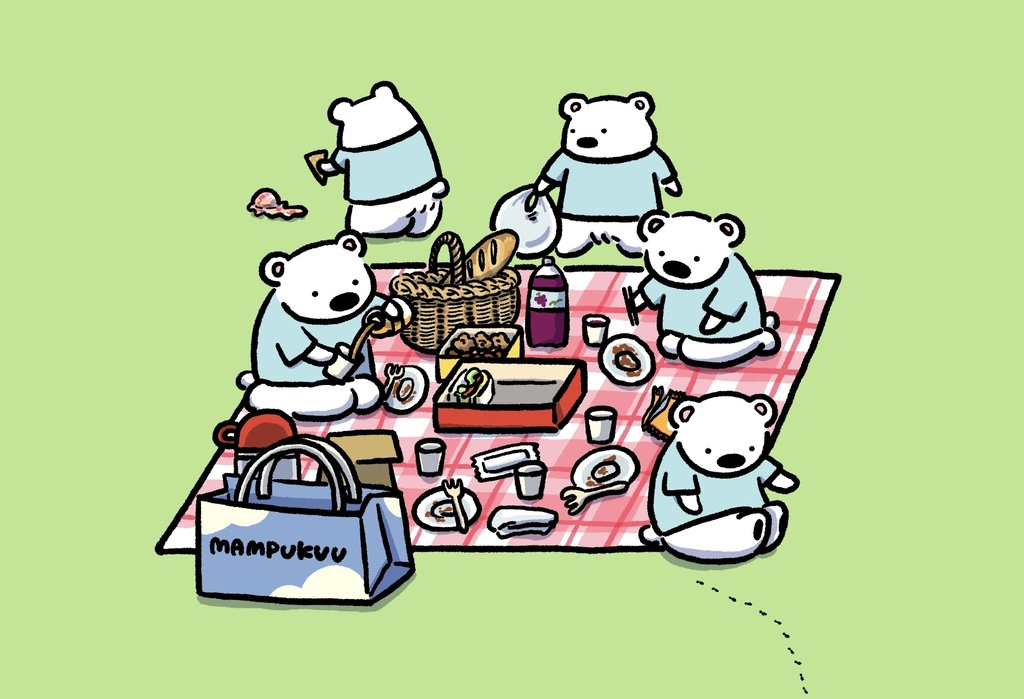 しろくまポストカード　ピクニック