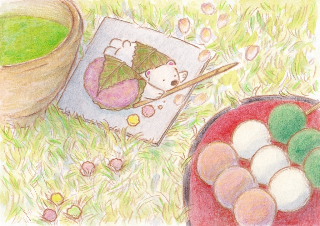 しろくまポストカード　桜餅