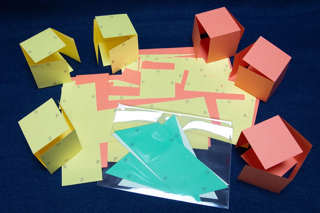 中学受験に役立つ　展開図　立方体11パターン＋正四面体2パターン　紙製　切り抜き