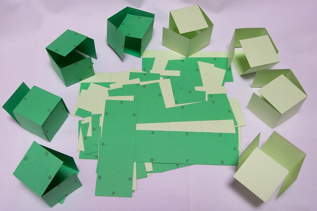 中学受験に役立つ 展開図 立方体11パターン+正四面体2パターン 紙製 切り抜き