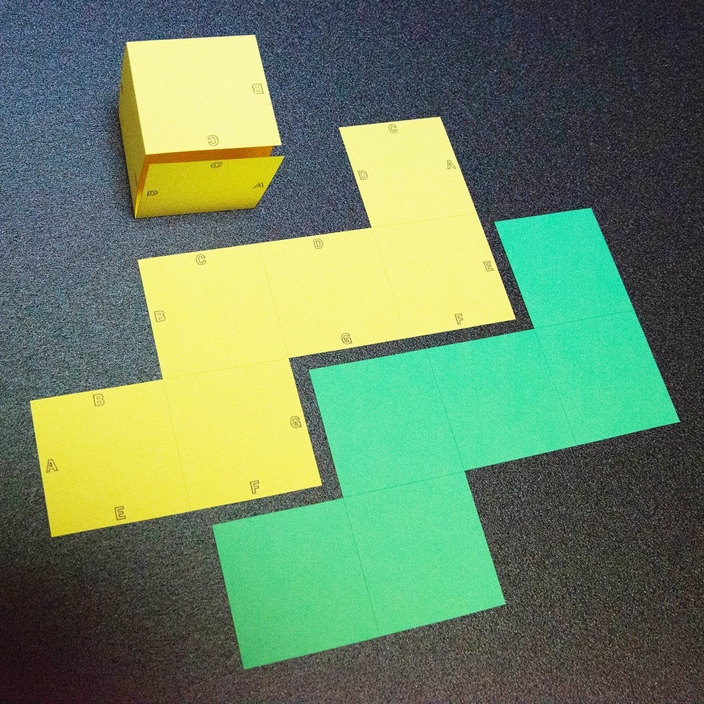 中学受験に役立つ 展開図 立方体11パターン+正四面体2パターン 紙製 切り抜き