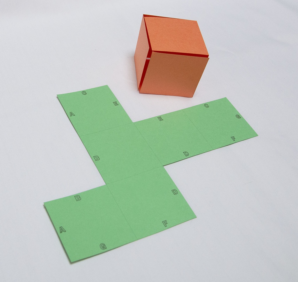 中学受験対策 空間図形の学習 展開図 立方体11パターン+正四面体2パターン 紙製 切り抜き