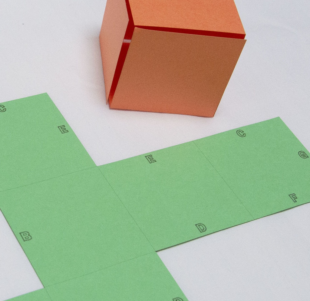 中学受験対策 空間図形の学習 展開図 立方体11パターン+正四面体2パターン 紙製 切り抜き