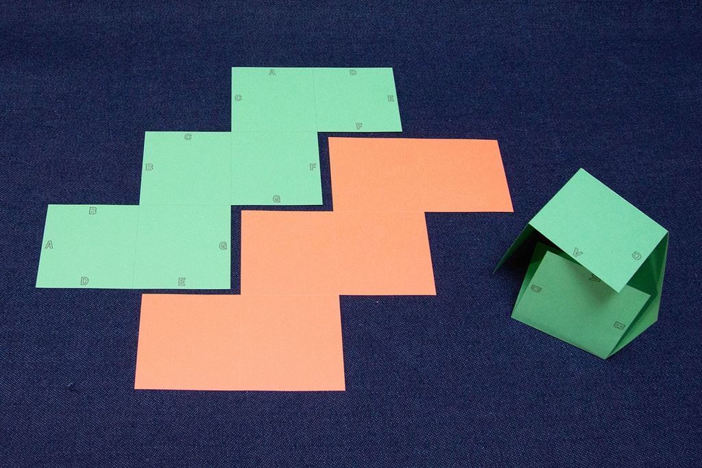 中学受験対策 空間図形の学習 展開図 立方体11パターン+正四面体2パターン 紙製 切り抜き