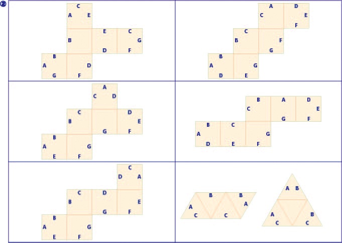 中学受験に役立つ 展開図 立方体11パターン+正四面体2パターン 紙製 切り抜き