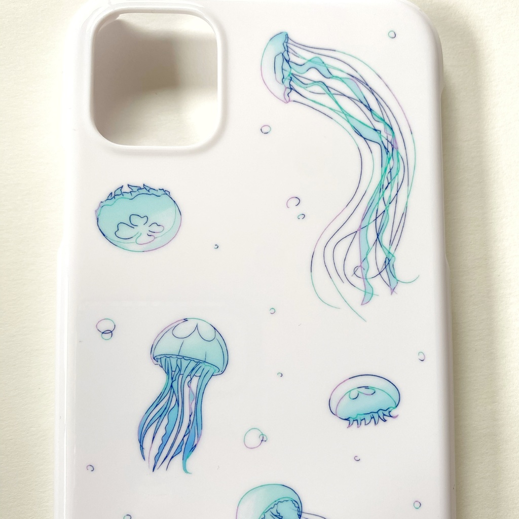 クラゲいっぱいスマホケース(白)