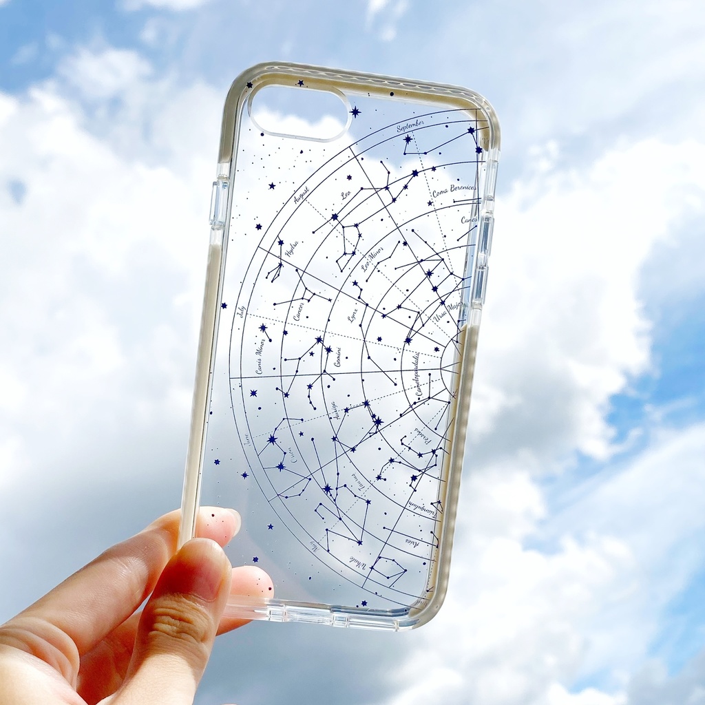 星図(北天)スマホケース クリアケース クッションバンパーケース(青)