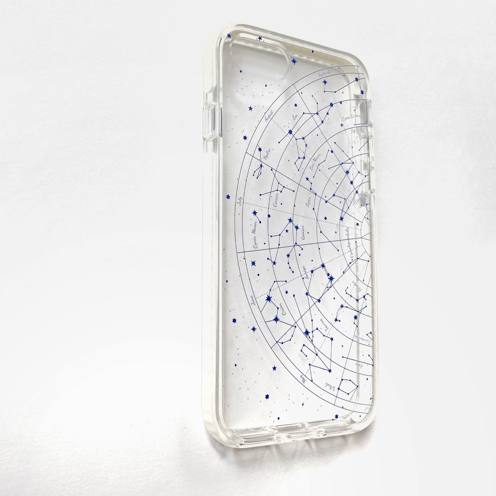 星図(北天)スマホケース クリアケース クッションバンパーケース(青)