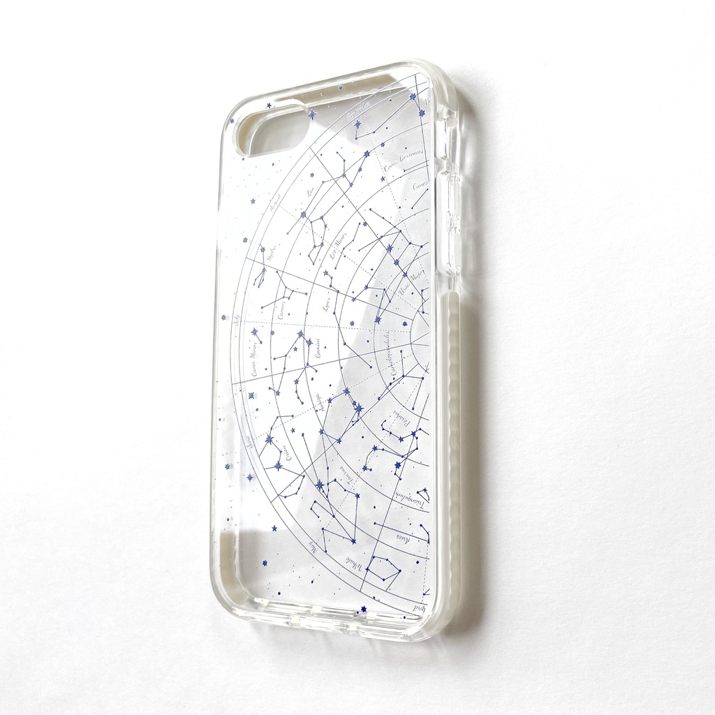 星図(北天)スマホケース クリアケース クッションバンパーケース(青)