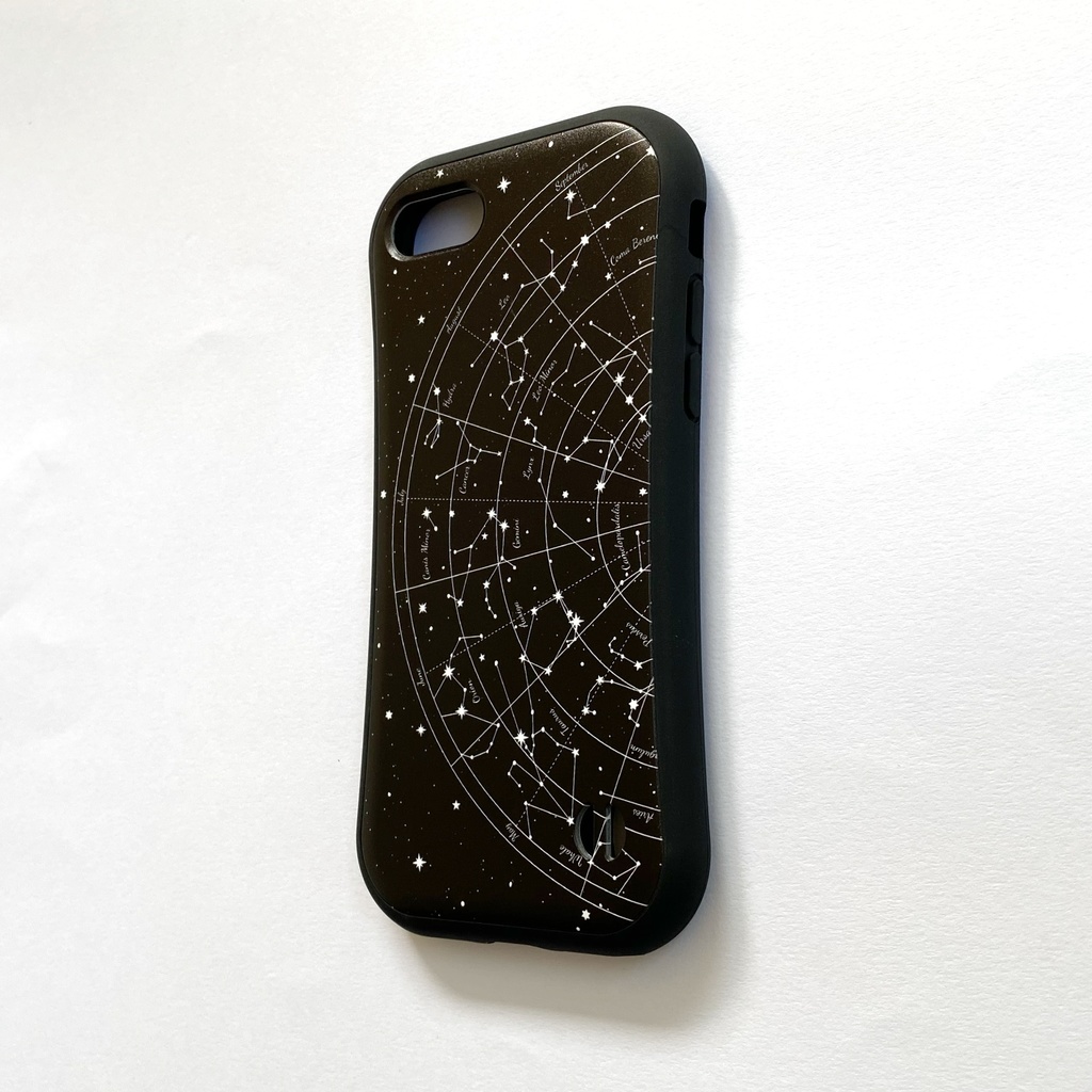 星図(北天)スマホケース(黒・グリップ付き)