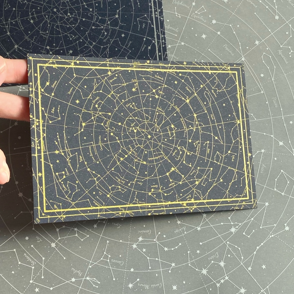 星図 ポストカード メッセージカード 2枚入り 紺 金 銀