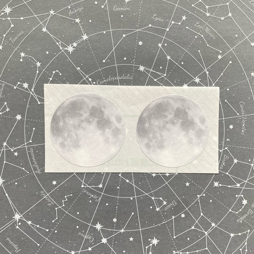 満月のシール 黄色 青色 灰色 フレークシール