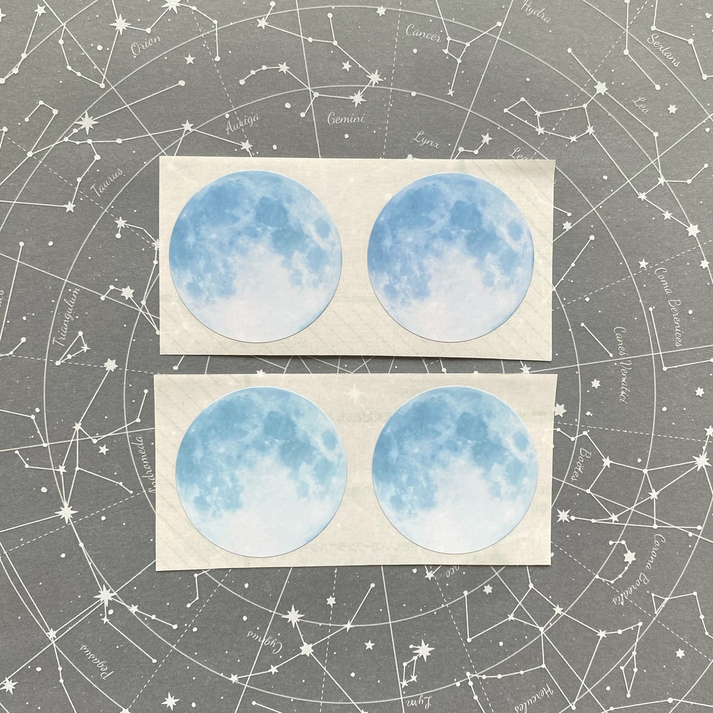 満月のシール 黄色 青色 灰色 フレークシール