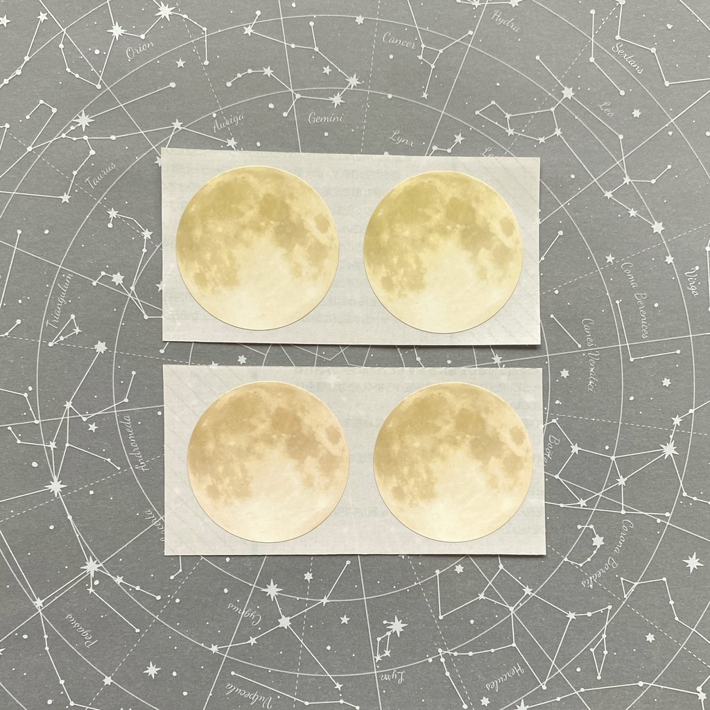 満月のシール 黄色 青色 灰色 フレークシール