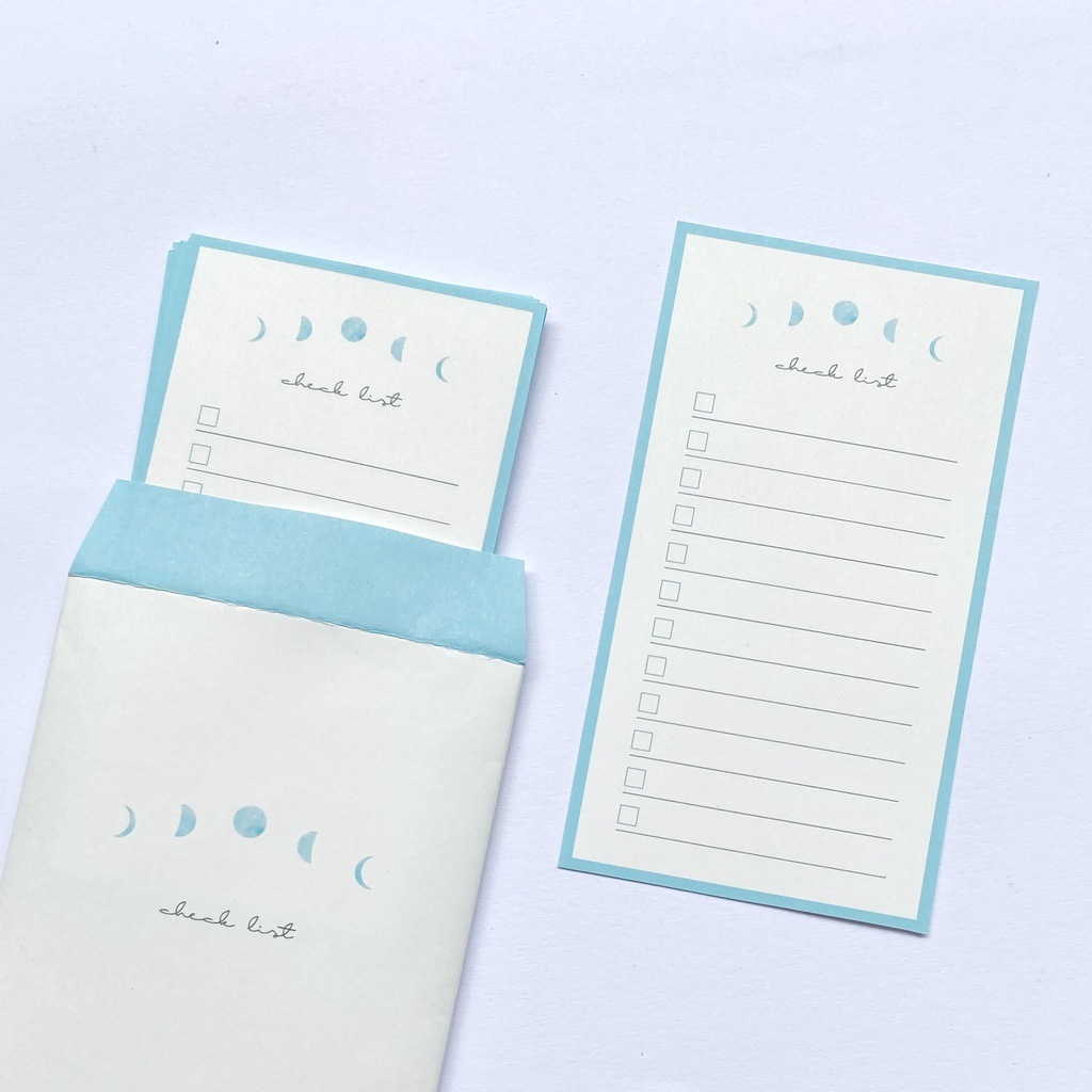 チェックリスト 封筒付き 月の満ち欠け 水色 todoリスト