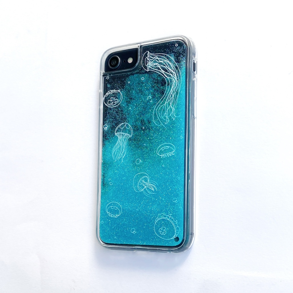 クラゲいっぱい グリッタースマホケース iPhone13 13mini 13Pro 13ProMax