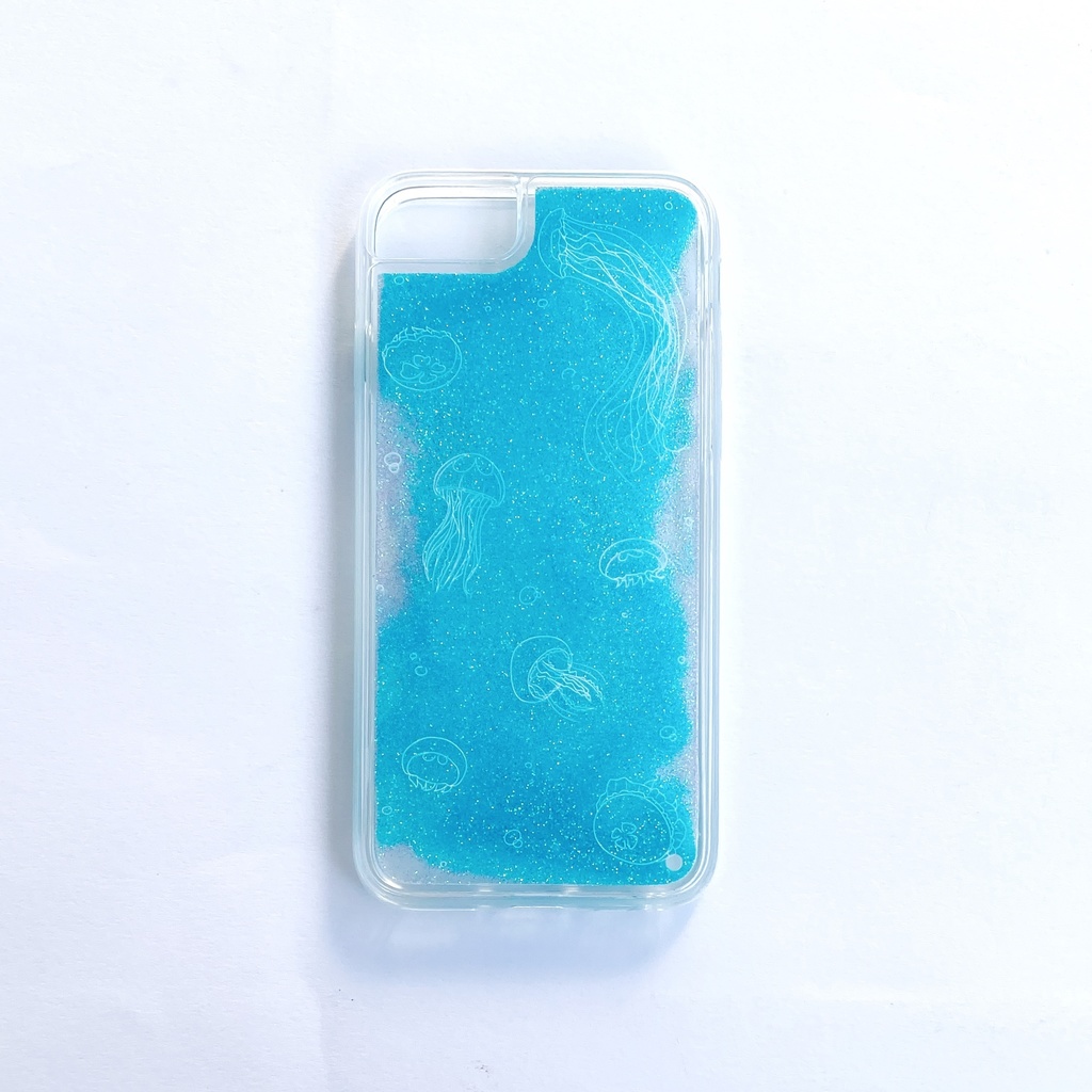 クラゲいっぱい グリッタースマホケース iPhone13 13mini 13Pro 13ProMax