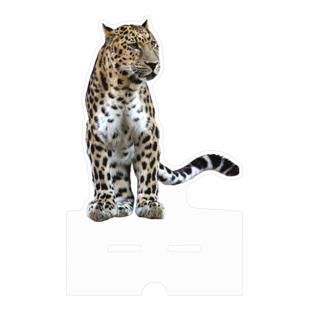 ヒョウ アクリルスマホスタンド(ケーブル穴あり)クリアカット